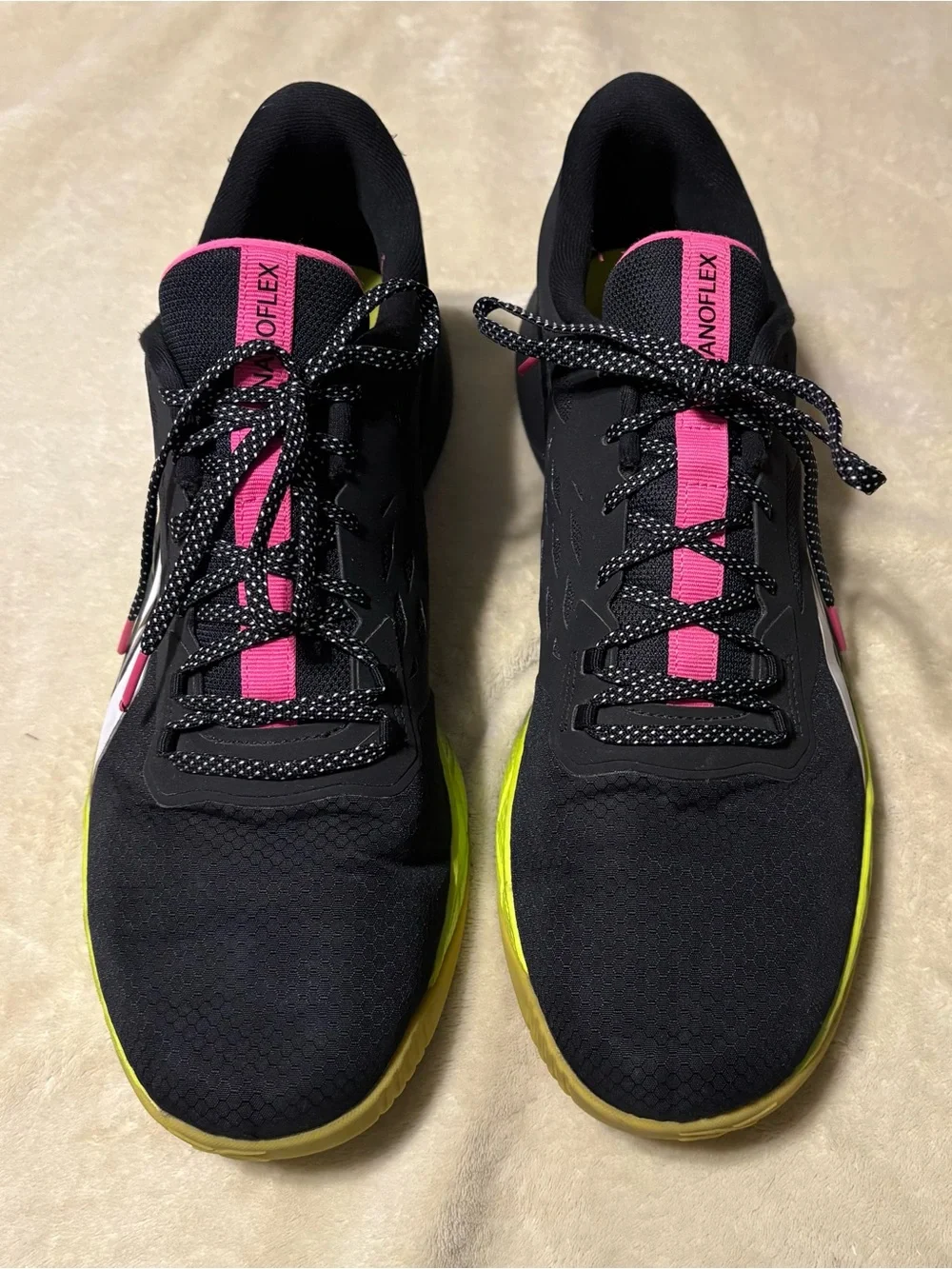 Reebok Black Sneakers with Pink Tongue and Lime Trim